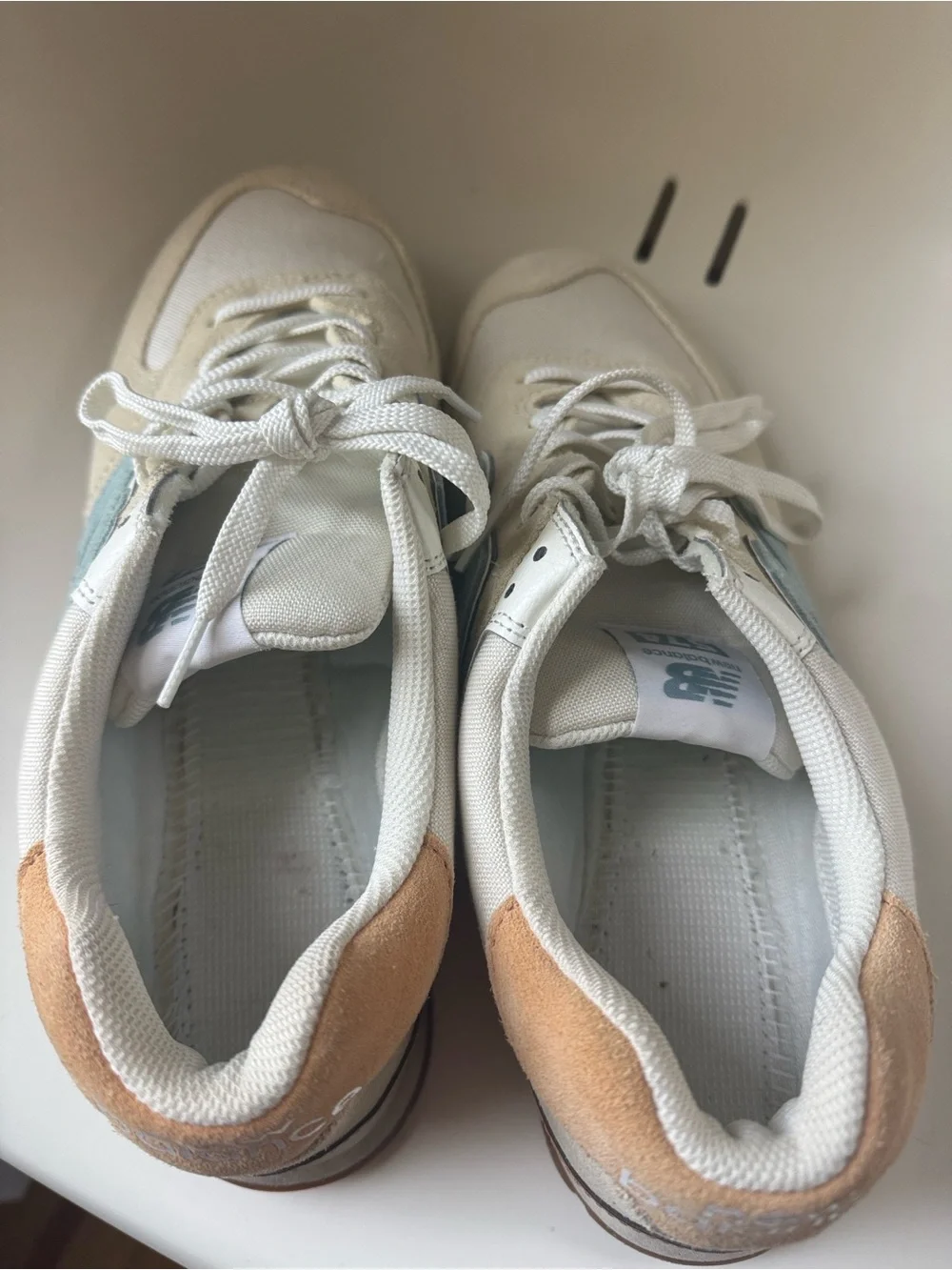 New Balance Beige and Light Blue Casual Sneakers
